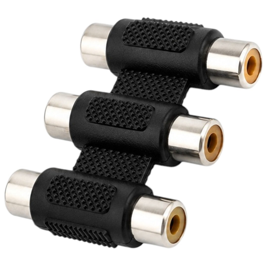 Adaptador Cupla 3 Rca a 3 Rca Hembra Metal Audio Conector