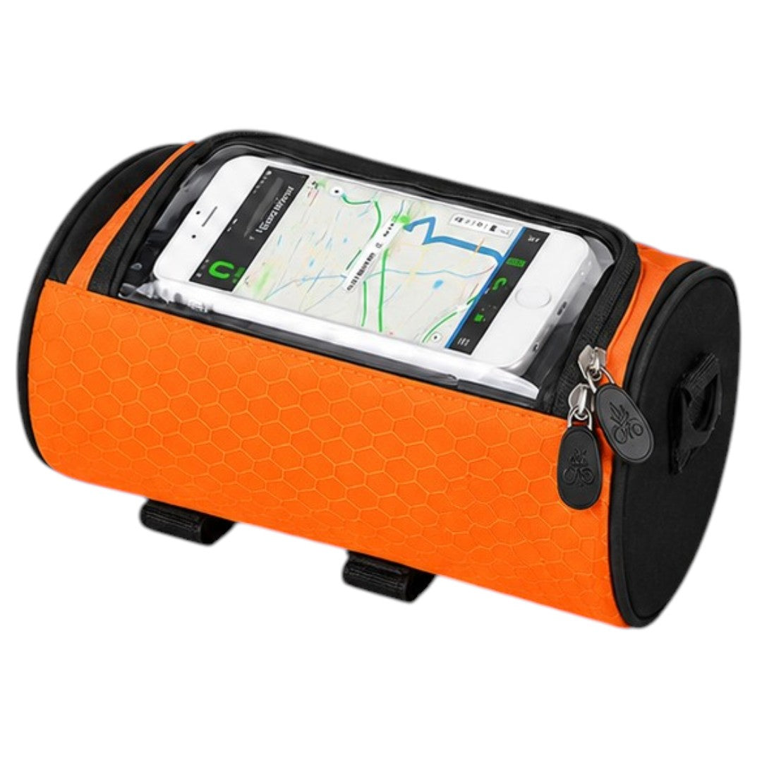 Bolso Impermeable Para Bicicleta Porta Celular 25x12cm Naranja