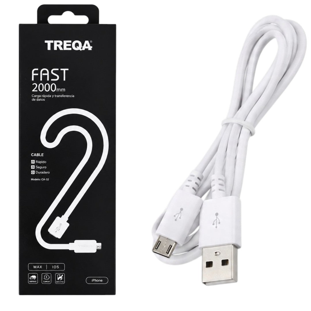 Cable 2m Micro Usb A Usb Carga Rápida Para Celular Treqa