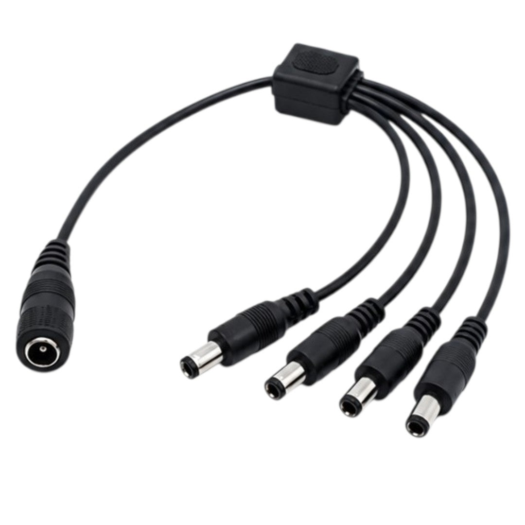 Cable Splitter Alimentación 1 Hembra A 4 Machos Para Cámaras CCTV