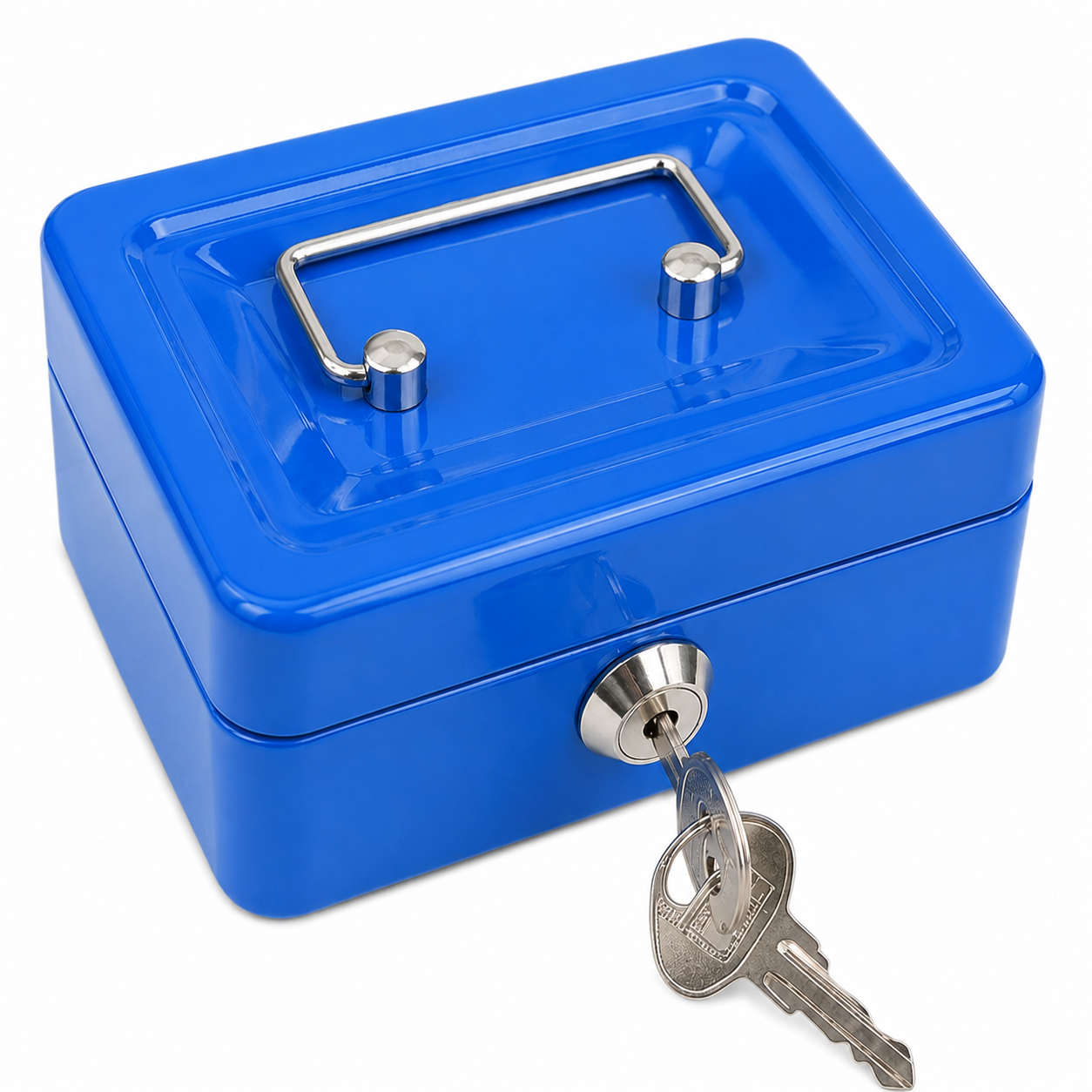 Caja De Seguridad Metálica 15cm Con Llaves Cofre Porta Dinero Azul
