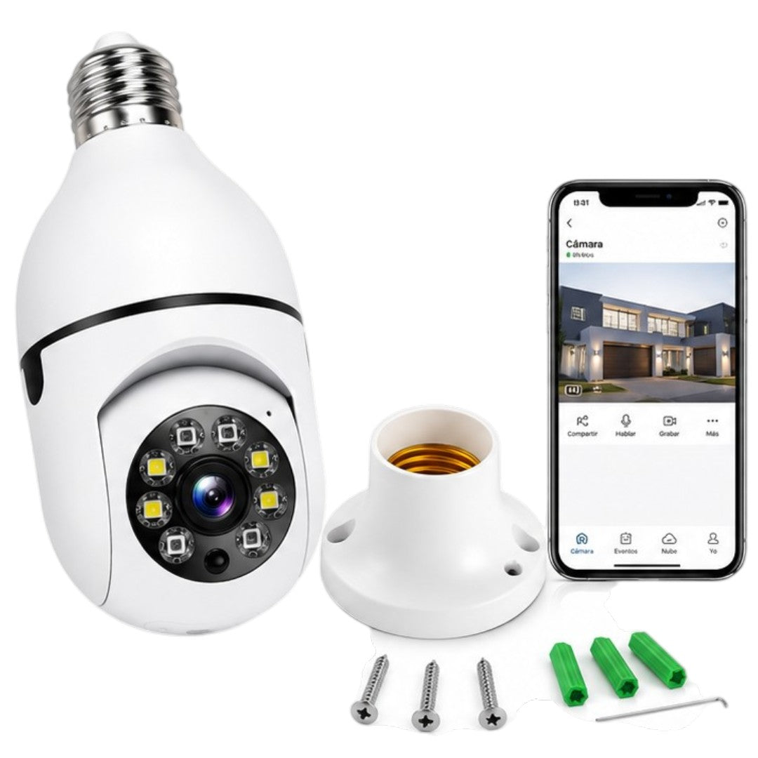 Cámara De Seguridad WiFi E27 Con App 390Eyes 360°