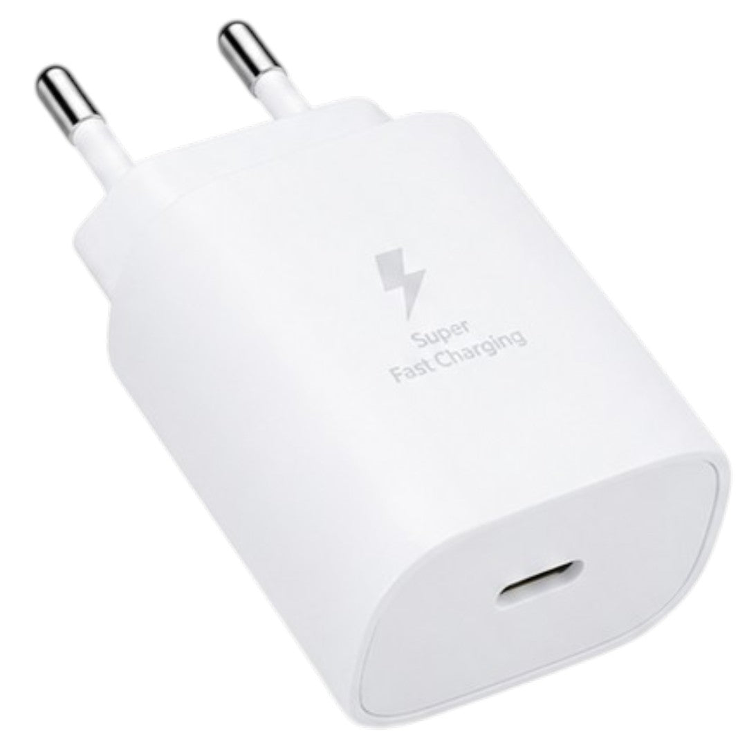 Cargador Tipo C 25W 3.0A Para Celular Ficha Fuente Blanco