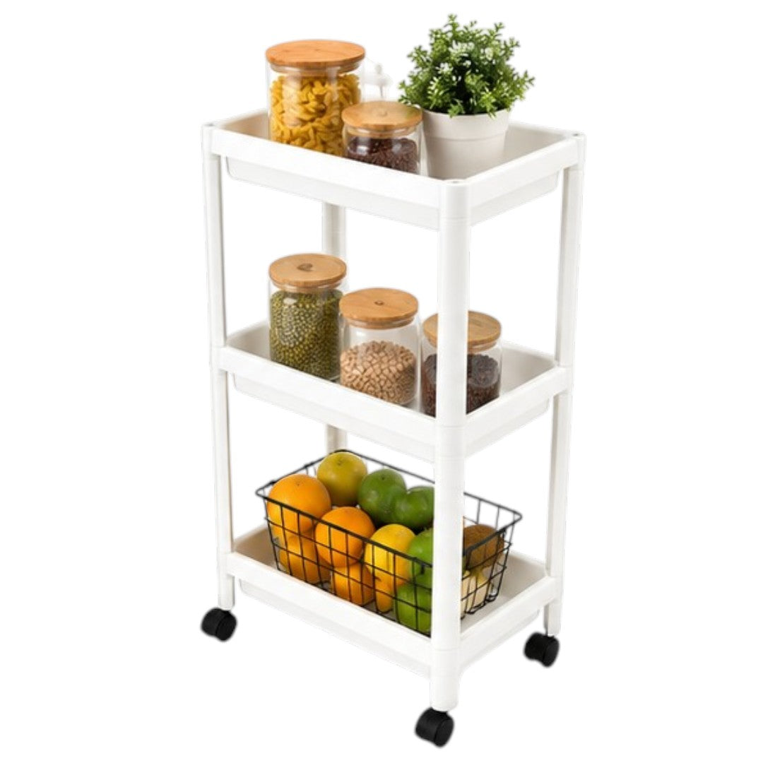 Carro Organizador Con 3 Estantes Y Ruedas Baño Cocina Multiuso