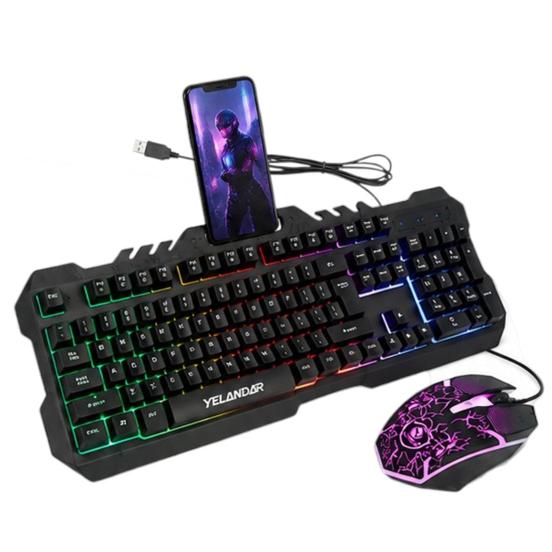 Combo Teclado Y Mouse RGB Gamer Cableado USB Led Yelandar
