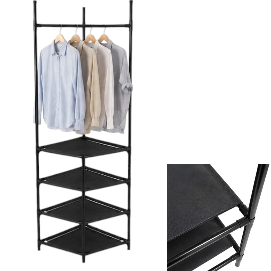 Esquinero Con Estantes Perchero 188cm Organizador Negro