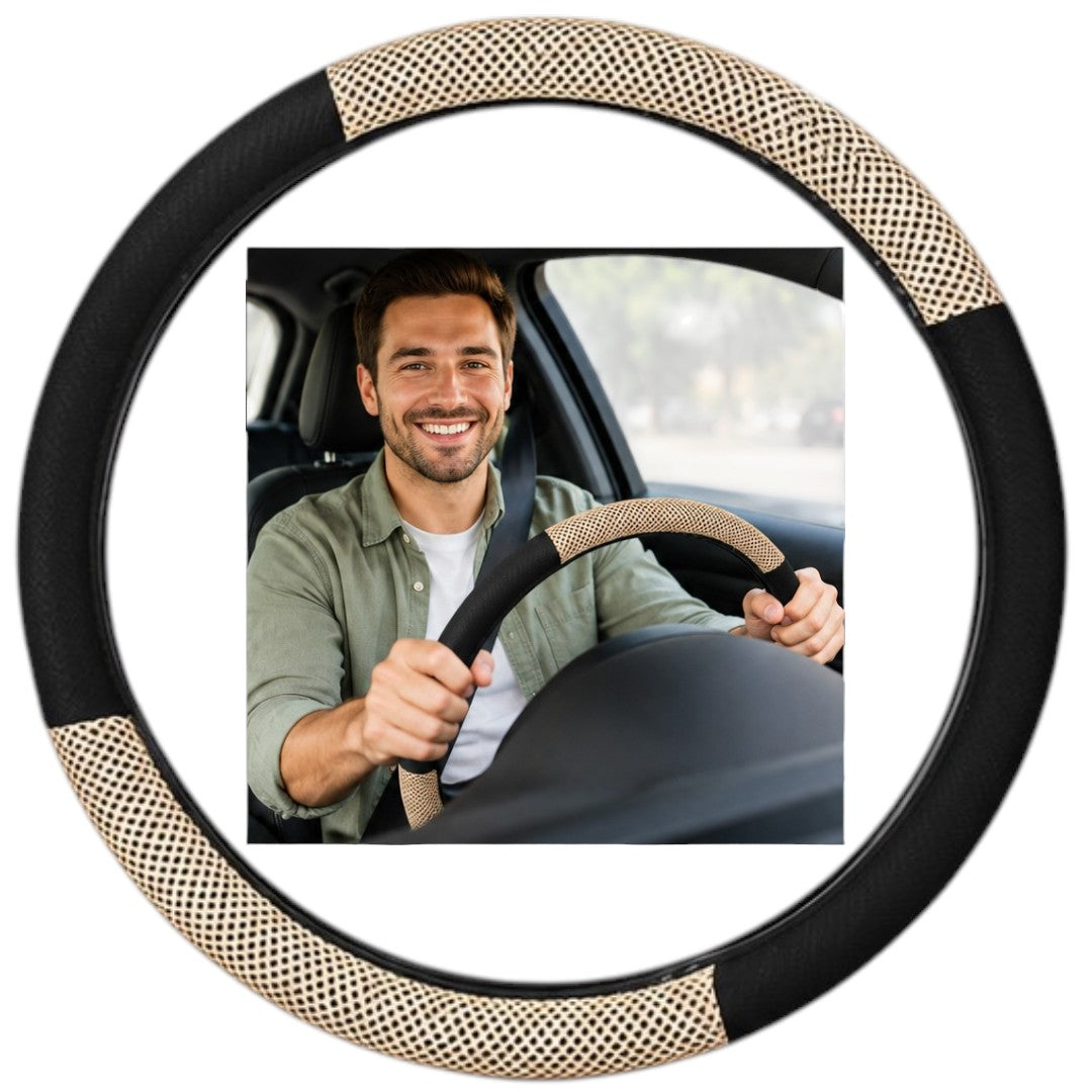 Funda Para Volante De Auto 38cm Universal Goma Dura Resistente Beige