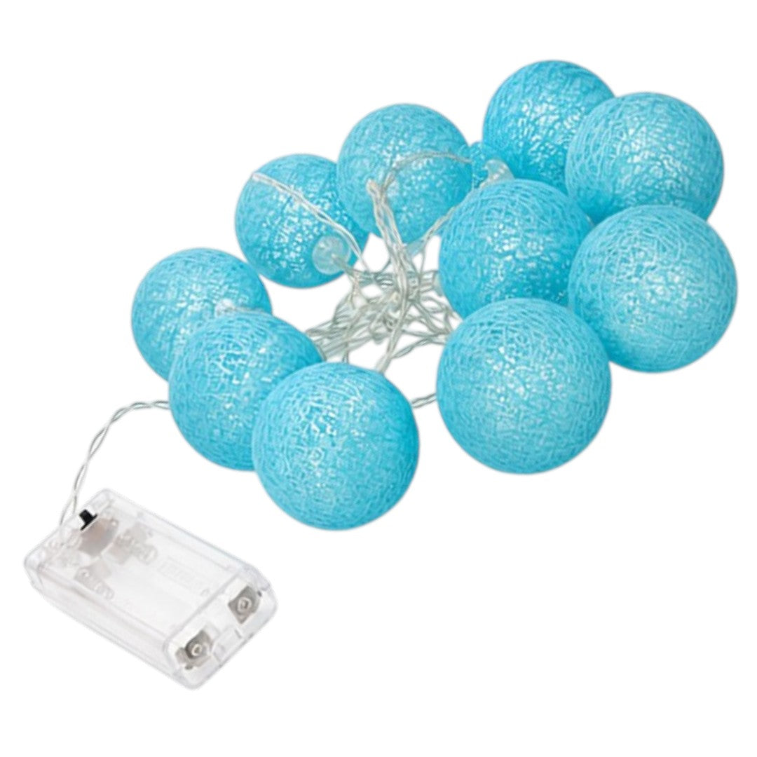 Guirnalda Luces LED Celeste A Pila 2 Metros 10 Bolitas Azul