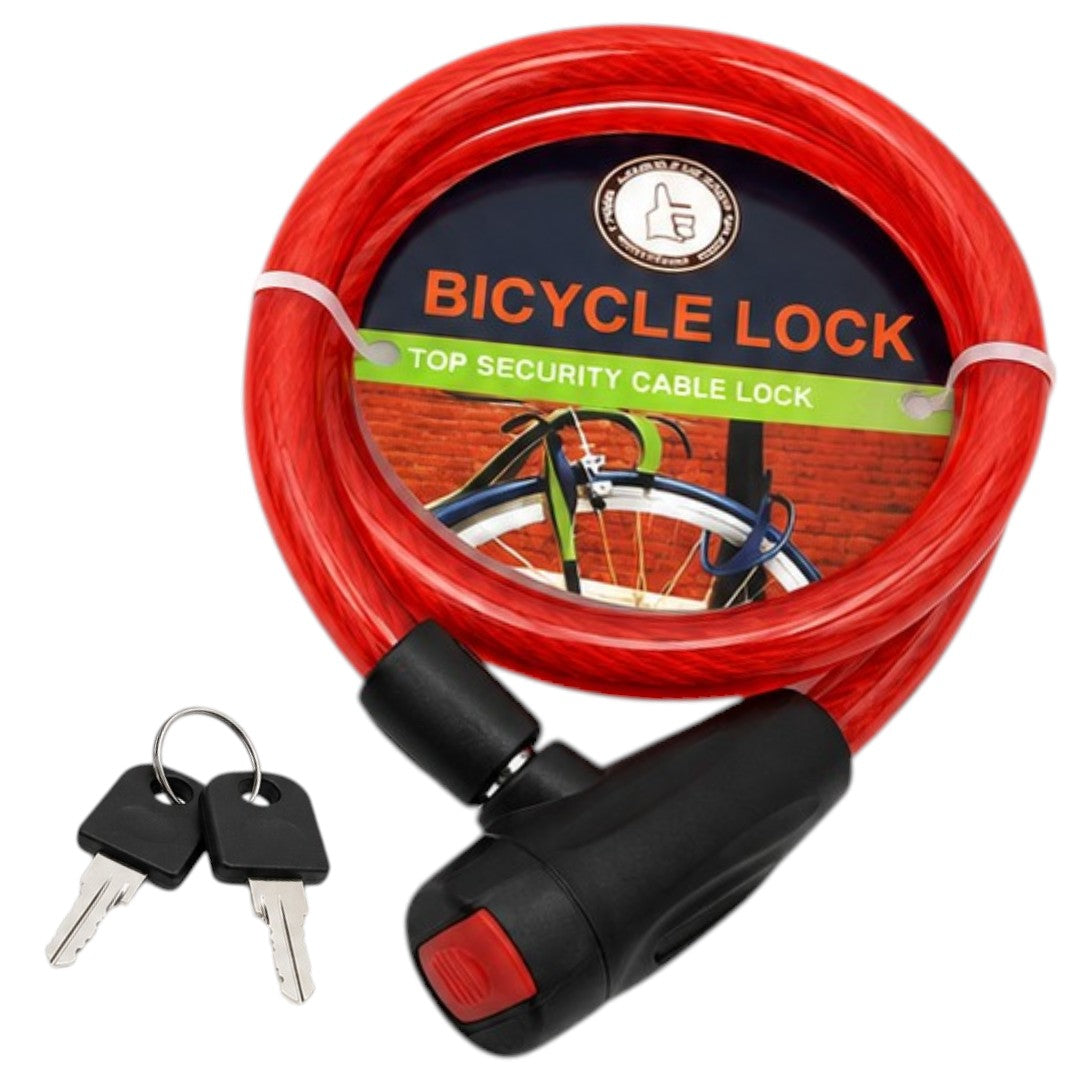Linga Candado De Seguridad Para Bici Acero 2 Llaves Rojo