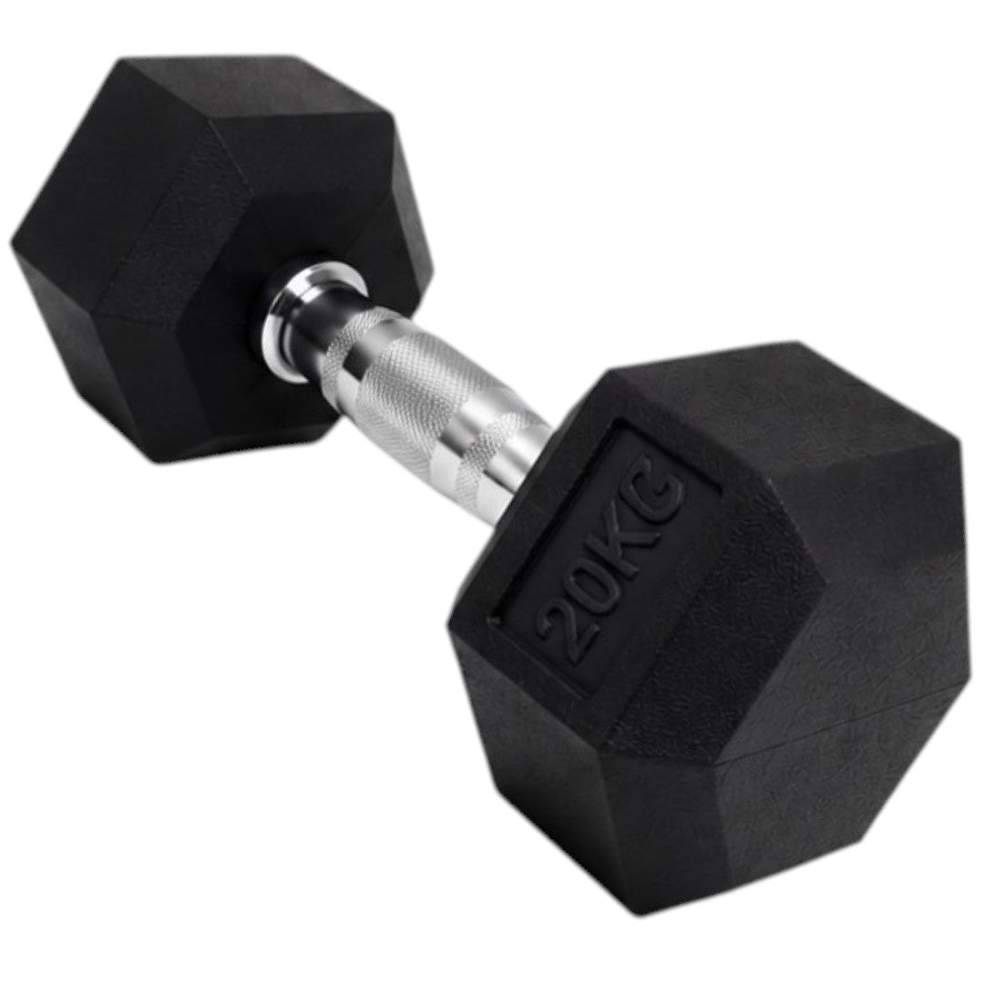 Mancuerna 20Kg Hierro Recubierta En Goma Entrenamiento Fitness