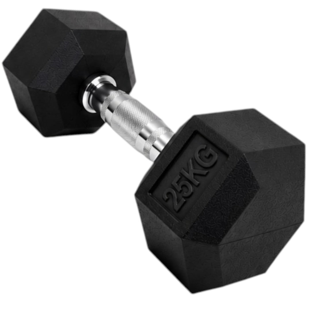 Mancuerna 25Kg Hierro Recubierta En Goma Entrenamiento Fitness