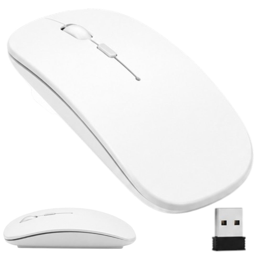 Mouse Inalámbrico Con Receptor USB Fino Plug And Play Blanco