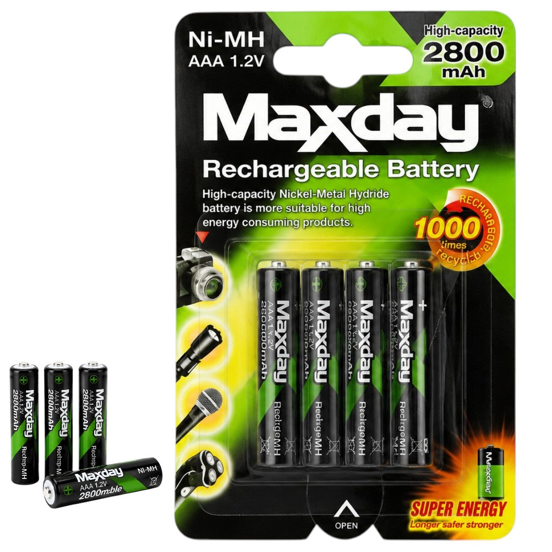 Pack x4 Pilas AAA Recargable 2800mah Maxday