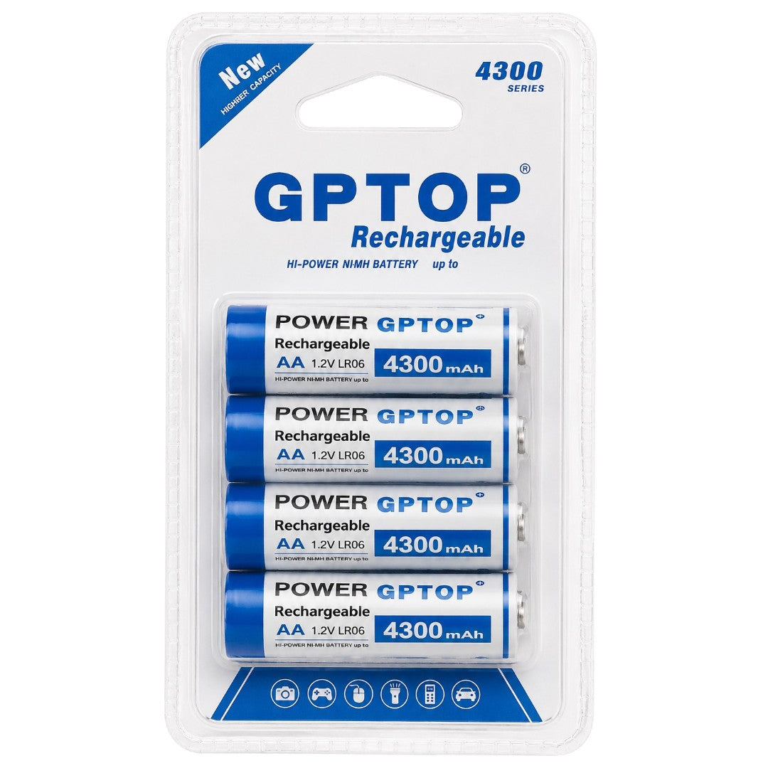 Pack x4 Pilas AA Recargables 4300mAh Power GPTOP