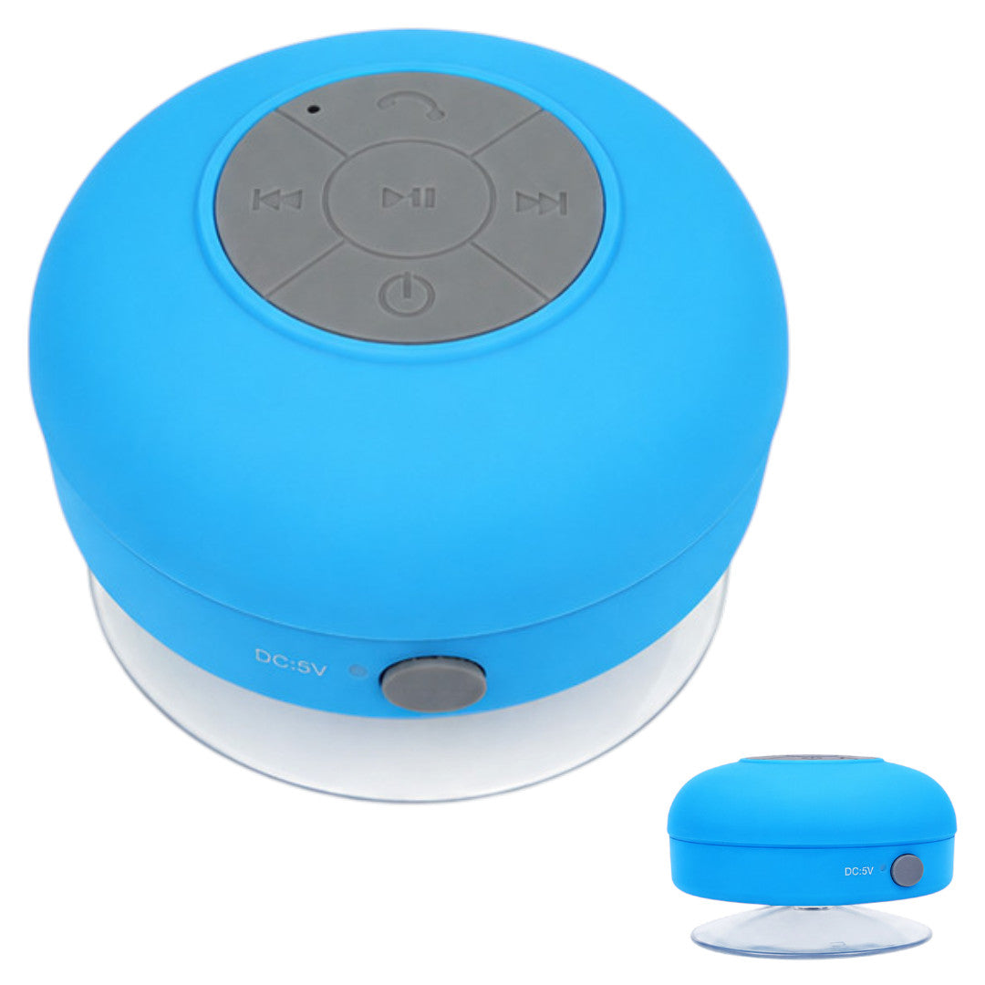 Parlante Bluetooth Para Baño Resistente Al Agua Con Ventosa Celeste