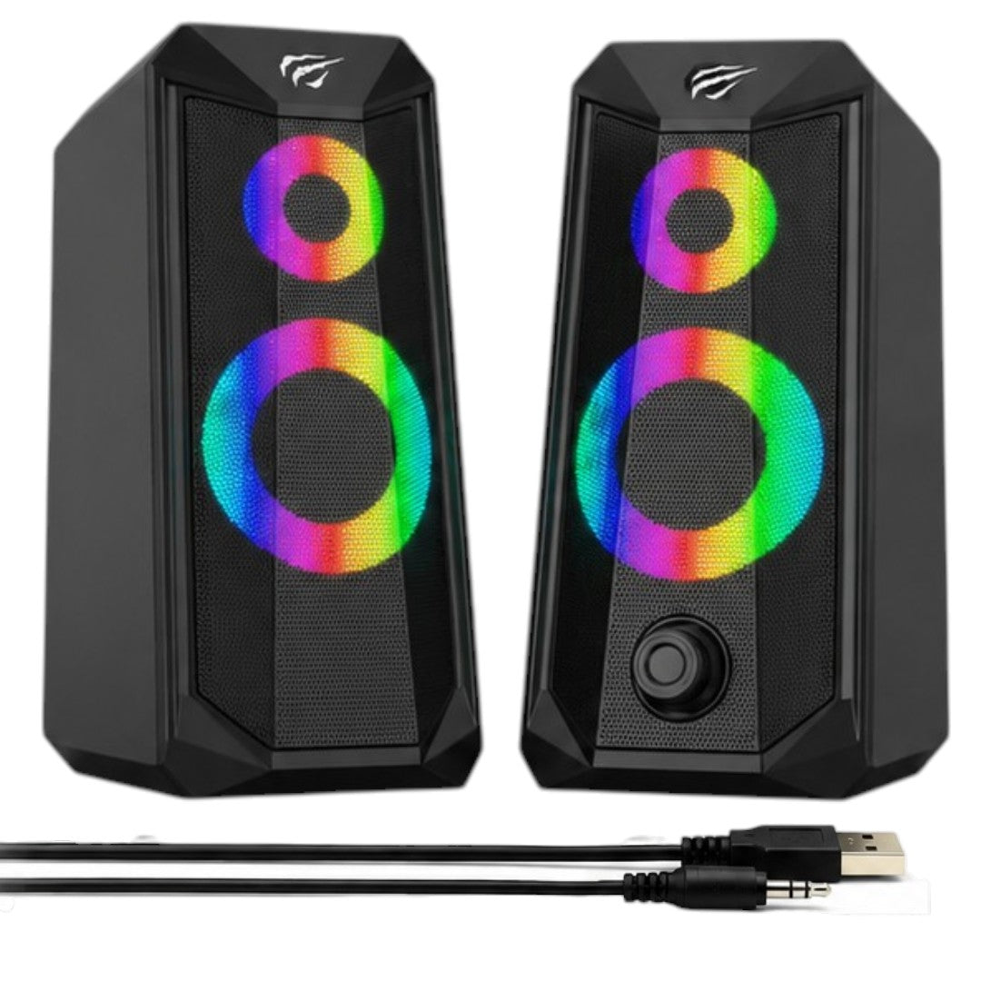 Parlantes Gamer Havit Con Luces RGB USB Para PC Laptop