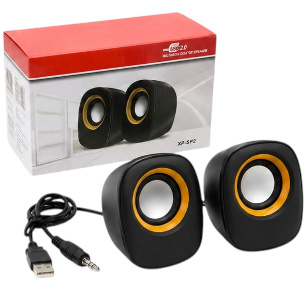 Parlantes Para Pc Con Controlador Volumen Usb Y Jack Pc Xtreme Naranja