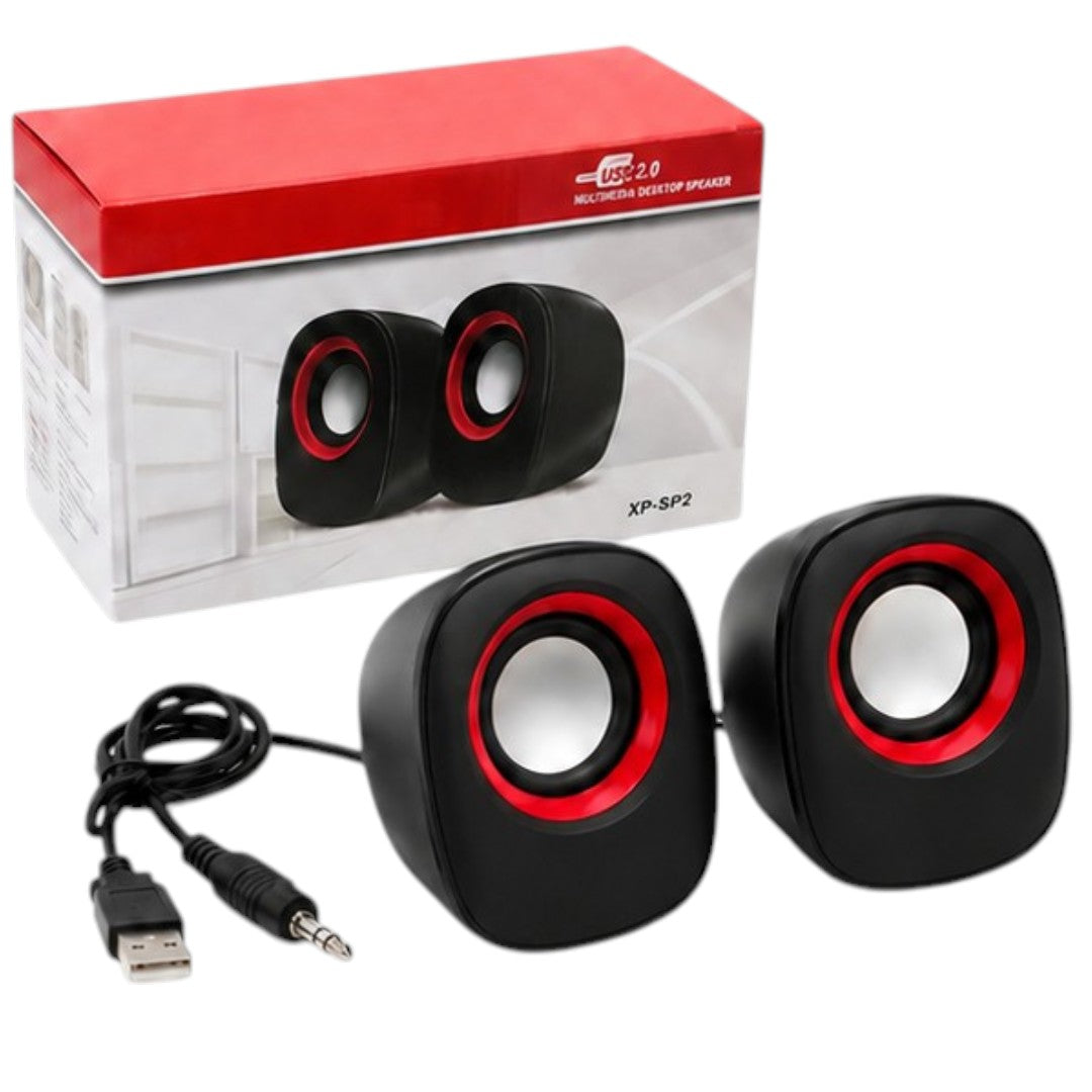 Parlantes Para Pc Con Controlador Volumen Usb Y Jack Pc Xtreme Rojo