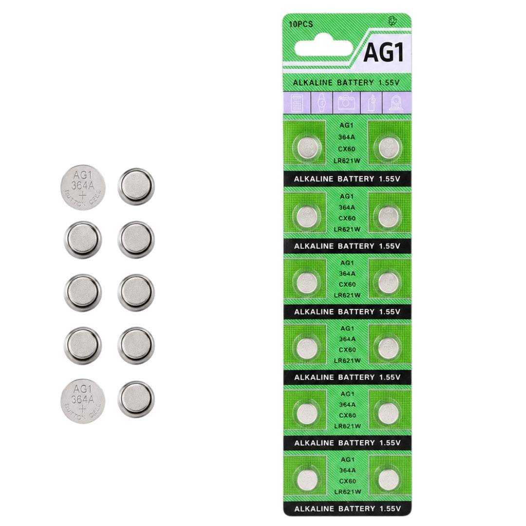 Pilas AG1 x10 1.55V Tira Batería Botón Reloj Calculadoras