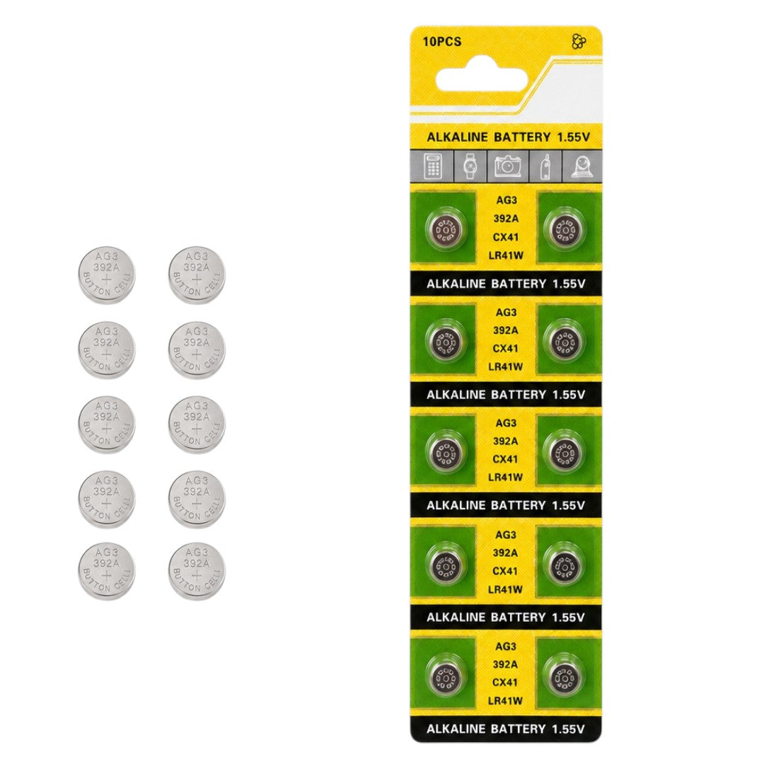 Pilas AG3 x10 1.55V Tira Batería Botón Reloj Calculadoras