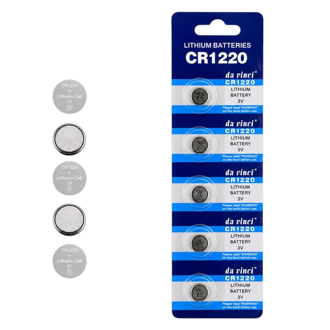 Pilas CR1220 x5 3V Tira Batería Botón Reloj Calculadoras