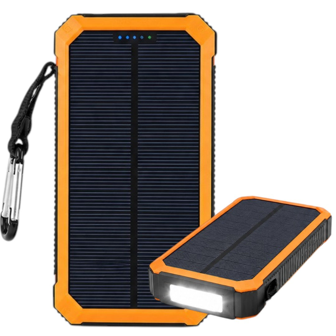 Power Bank Solar 8000mAh Linterna 2.1A 1A Cargador Emergencia