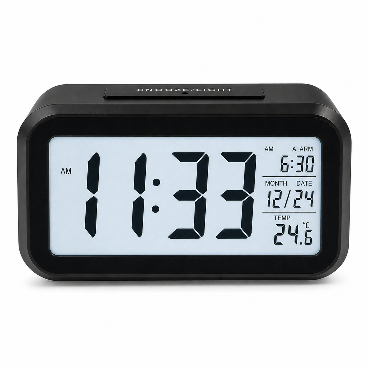 Reloj Despertador Alarma Fecha Y Temperatura Display De Mesa Negro