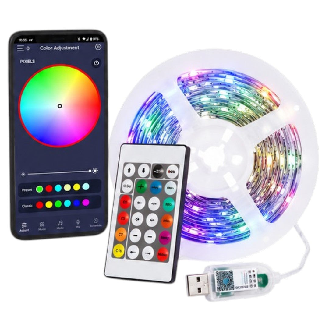 Rollo Cinta Con App 5m Navidad Usb Luces LED RGB Decoración