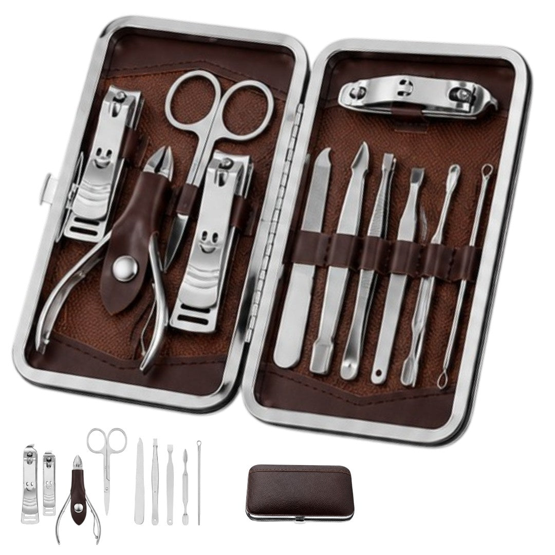 Set De Manicura Pedicura Estuche 12 Piezas Acero Inoxidable