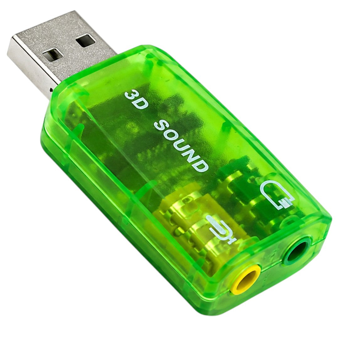 Tarjeta De Sonido Usb 2.0 Para Pc Audio Y Micro 7.1 Canales 3.5mm Verde
