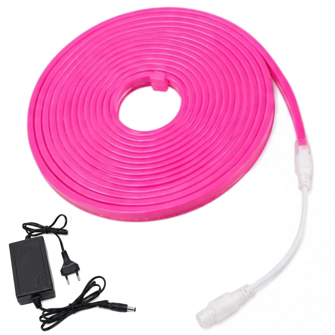 Tira 5m Neón Flexible Cinta Luces Led Espectáculo Luz Rosa