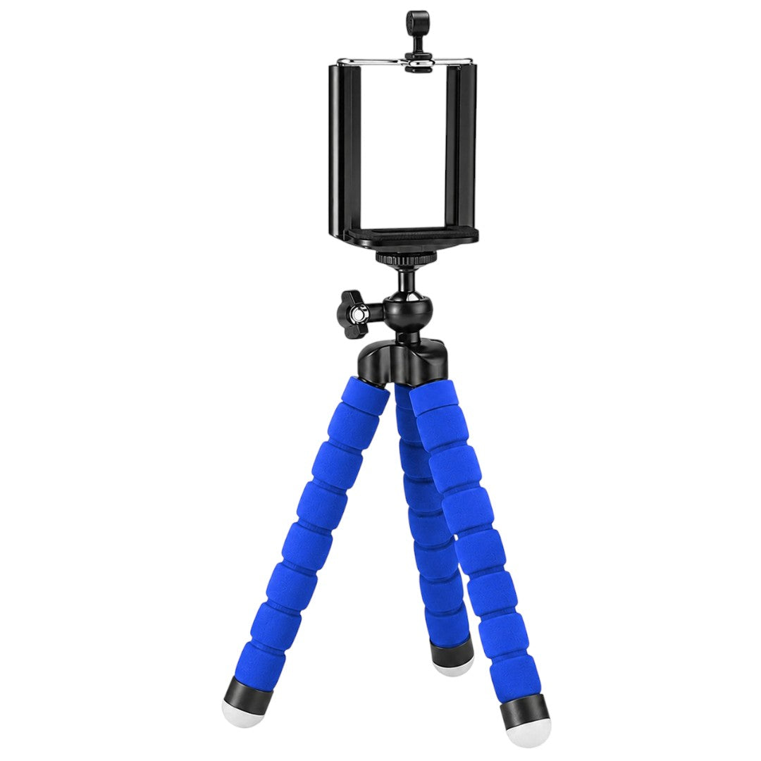 Trípode Soporte de Celular Flexible Spider Mesa Gira 360° Azul