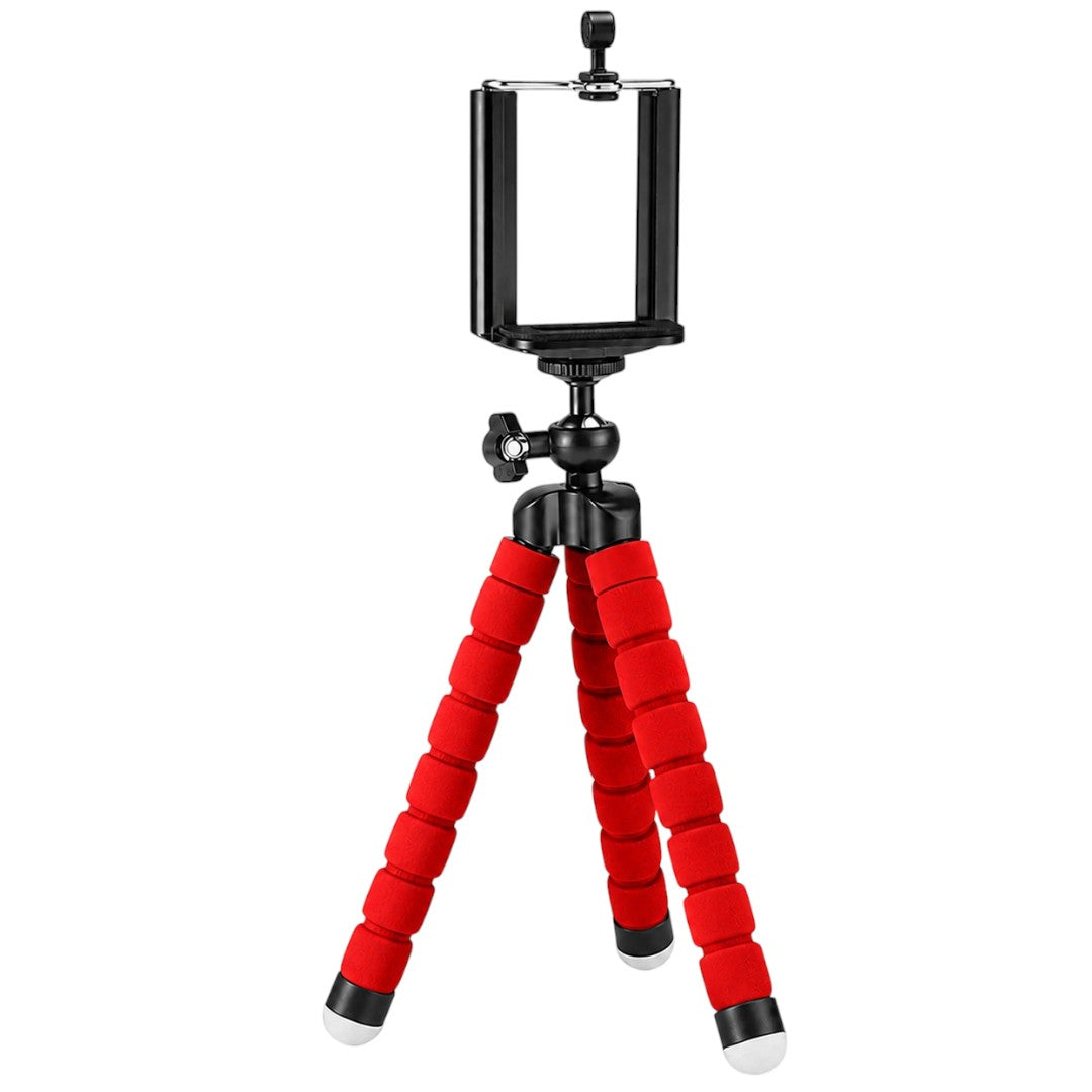 Trípode Soporte de Celular Flexible Spider Mesa Gira 360° Rojo