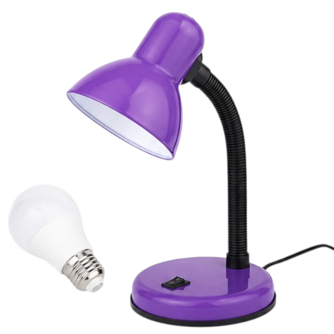 Veladora De Mesa Con Base E27 Interruptor Y Foco Lámpara Violeta