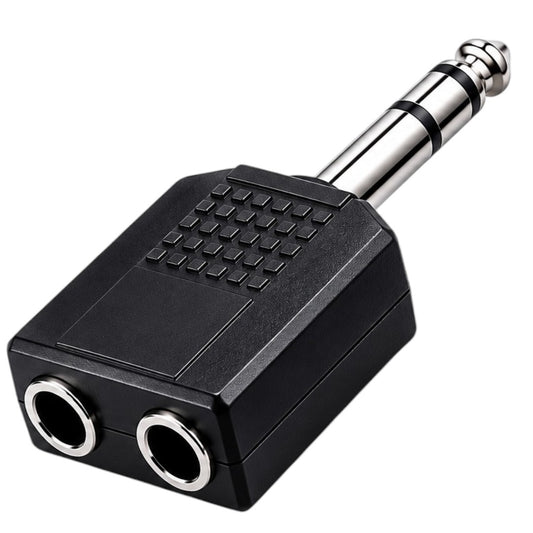 Adaptador 2 Plug 1/4 Hembra a 1 Plug 1/4 Macho Stereo Audio Video Conector
