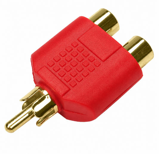 Adaptador 2 RCA Hembra a 1 RCA Macho Audio Video Conector
