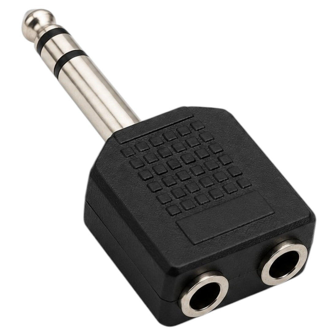 Adaptador 2 Spica 3.5mm Audio Mic Hembra a 1 Plug 1/4 Macho Stereo Conector