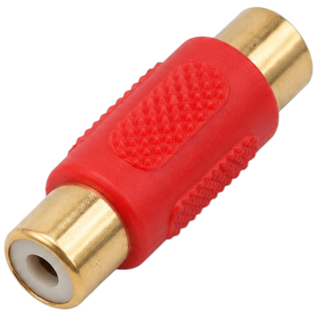 Adaptador Cupla 1 Rca a 1 Rca Hembra Metal Audio Conector Rojo