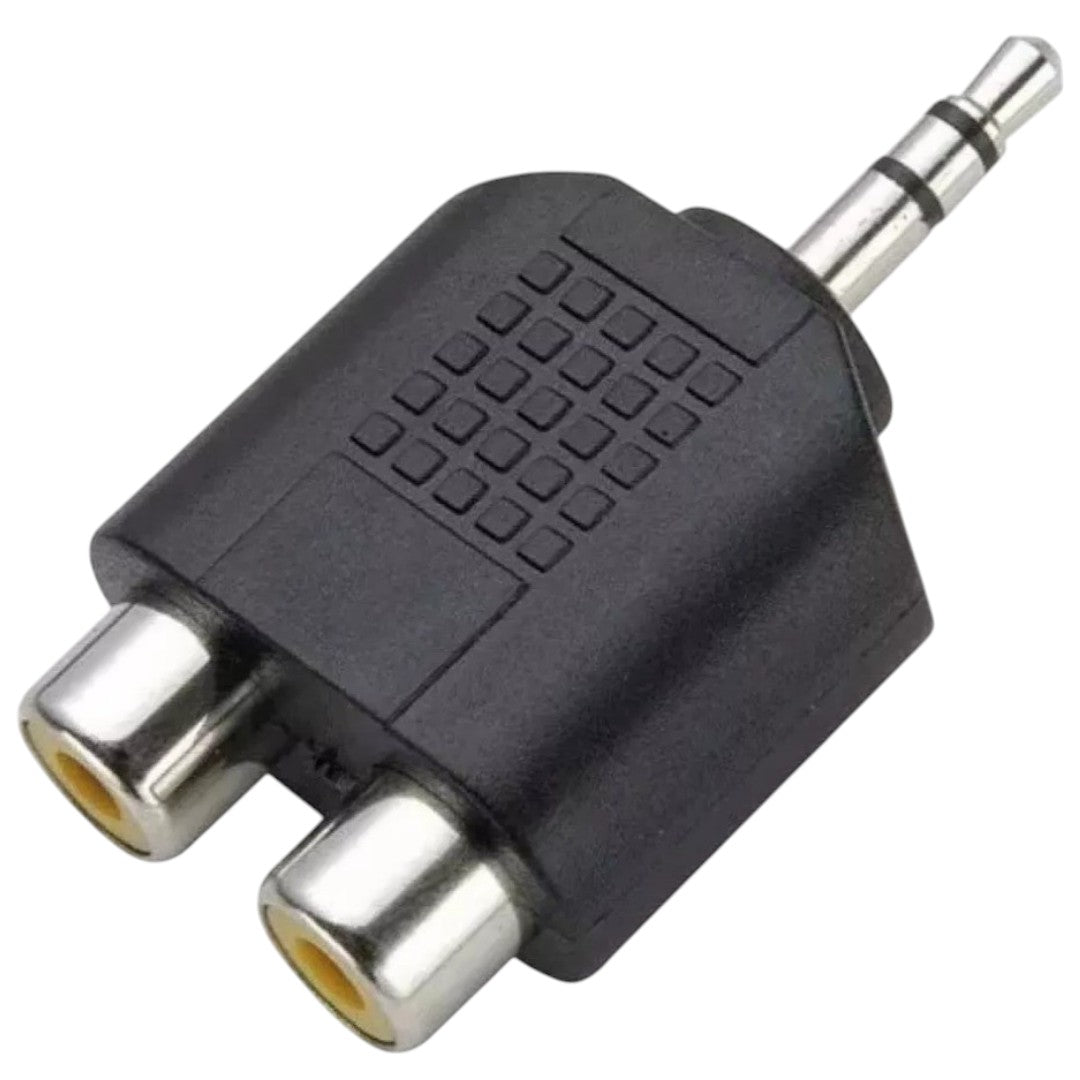 Adaptador Plug 3.5mm Macho A Doble RCA Hembra Para Audio Stereo