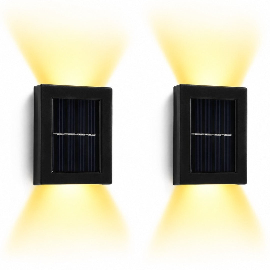 Aplique Luz Solar Pack X2 Led Exterior Impermeable Cálida 7.7x5.5cm