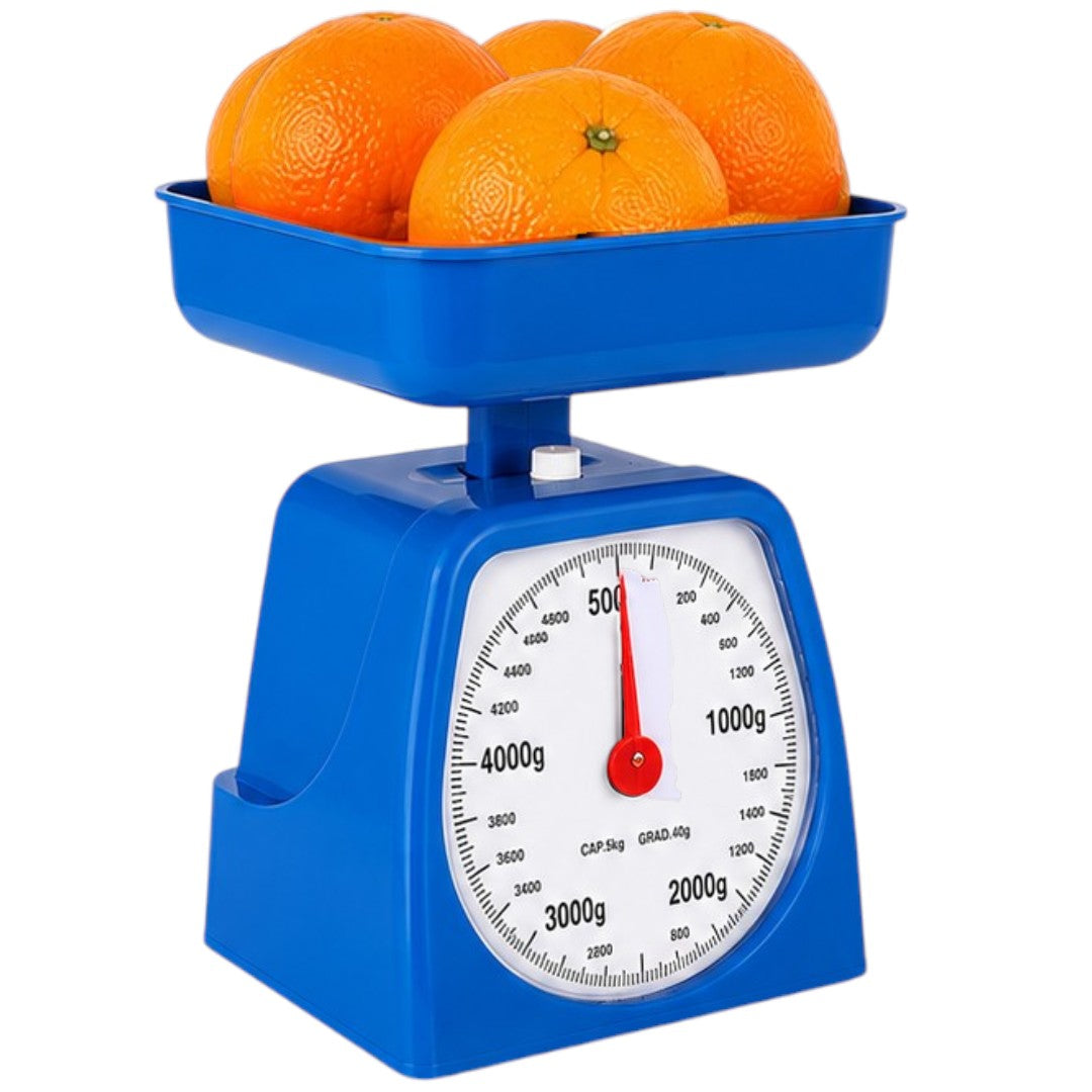 Balanza Aguja De Cocina Analógica 5kg Con Bandeja Precisión 40g Azul