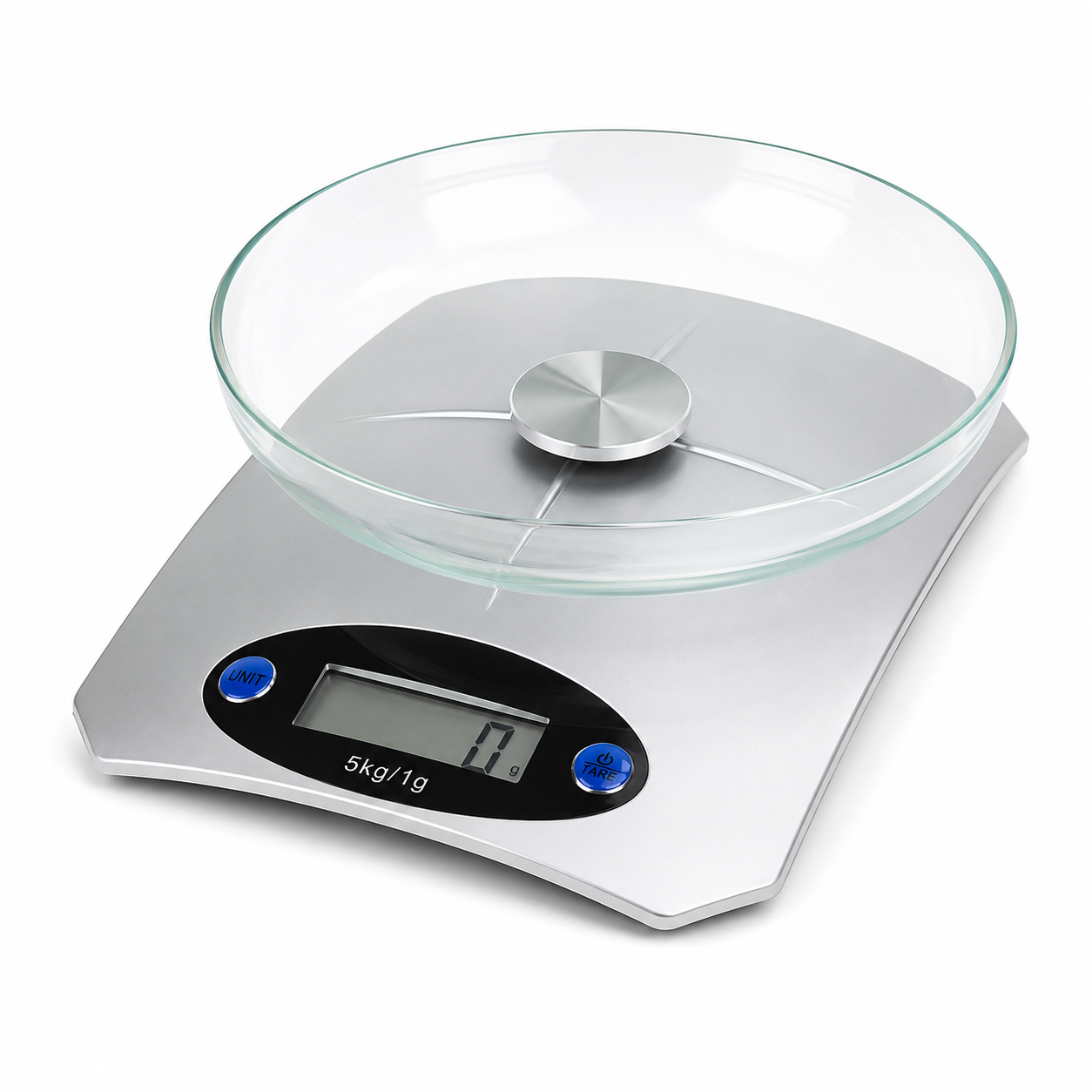 Balanza De Cocina Bol Vidrio Hasta 5kg Digital Pesa Báscula 24.5x15cm