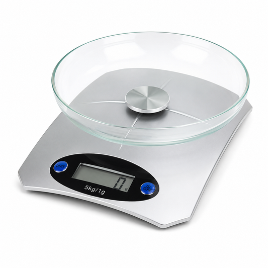Balanza De Cocina Bol Vidrio Hasta 5kg Digital Pesa Báscula 24.5x15cm