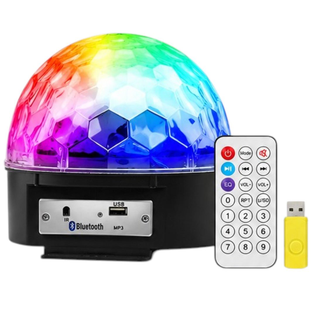 Bola Discoteca LED RGB 220V Con Control Audiorítmica
