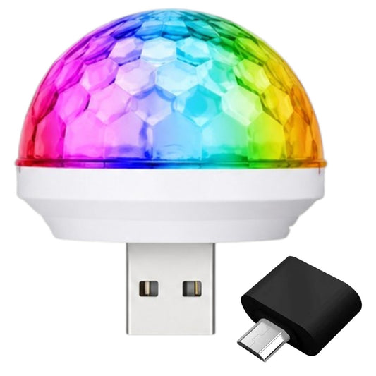 Bola Giratoria RGB Usb Con Adaptador USB A Micro Usb Celular Pc