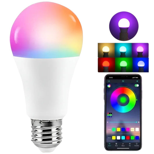 Bombilla Con App Cel LED RGB 10W Multicolor Rosca E27 Aplicación