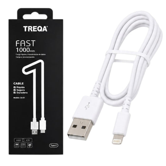 Cable 1m Compatible Con Iphone Carga Rápida Para Celular Treqa