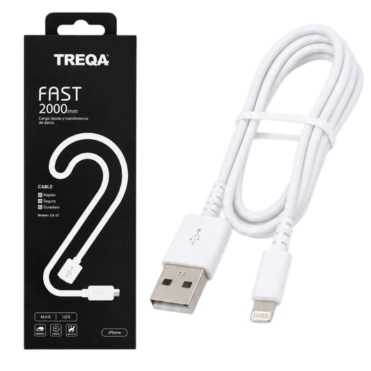 Cable 2m Compatible Con Iphone Carga Rápida Para Celular Treqa
