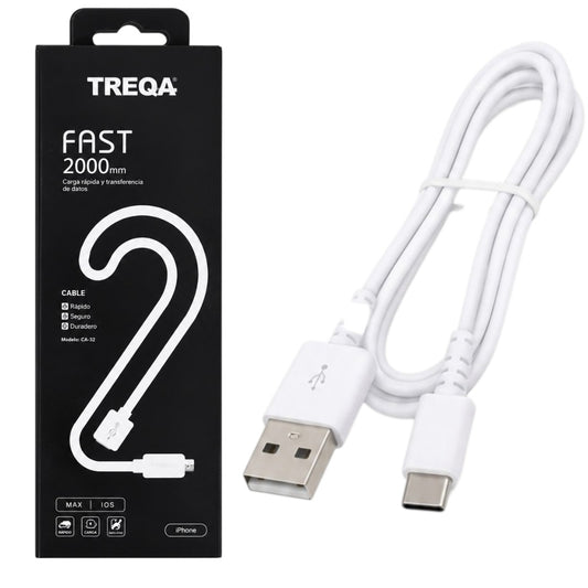 Cable 2m Tipo C A Usb Carga Rápida Para Celular Treqa