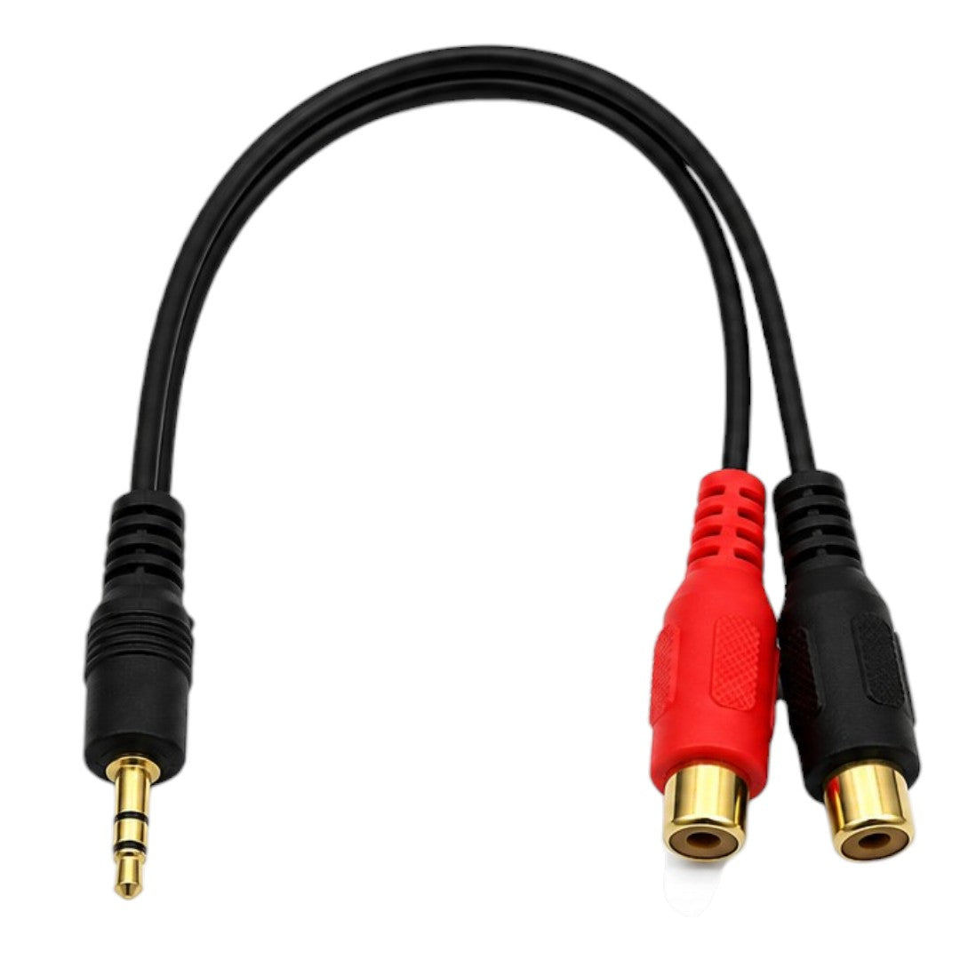 Cable Adaptador 2 Rca Hembra a 1 Spica Macho 13cm Audio Video